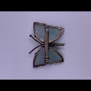 Vintage Jade on Silver Silver Brooch